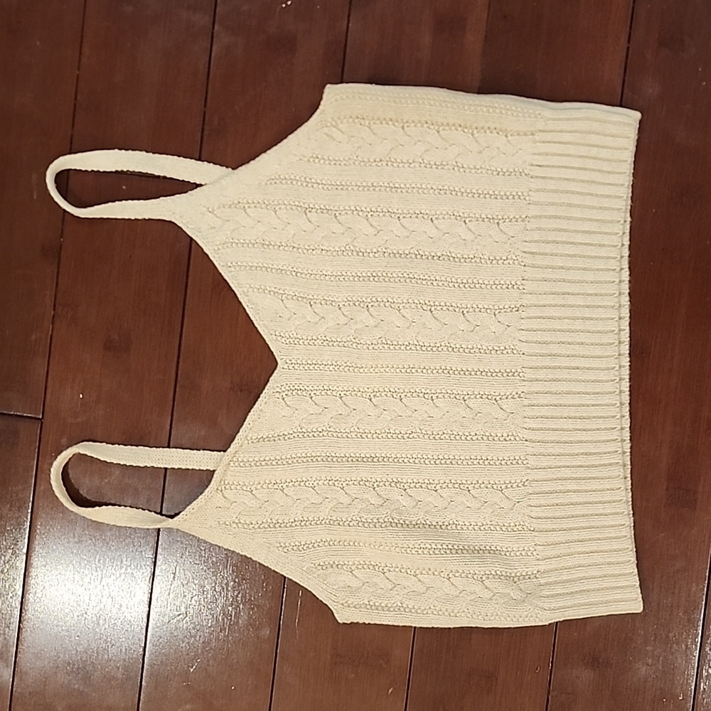 American Eagle Cream Sweater Crop Top Size M NWT